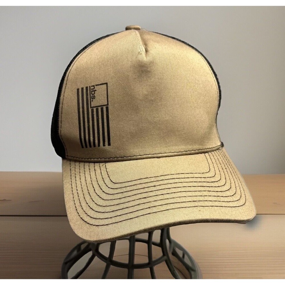 NBS USA Flag Trucker Hat Dad Cap Brown Snapback Not By Sight Mesh